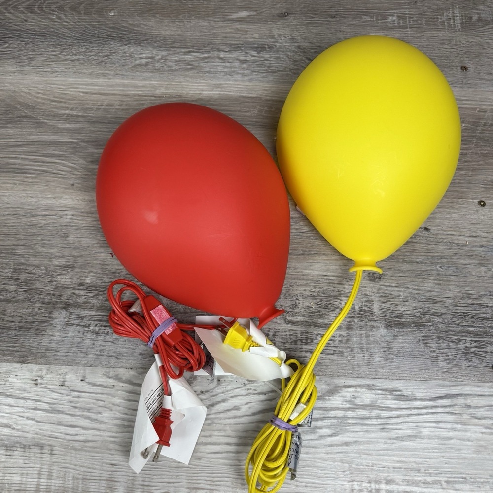 Lot of 2 Ikea Dromminge Balloon Child Wall Lamp Light Red Yellow 8.5"‎ X 11.5"